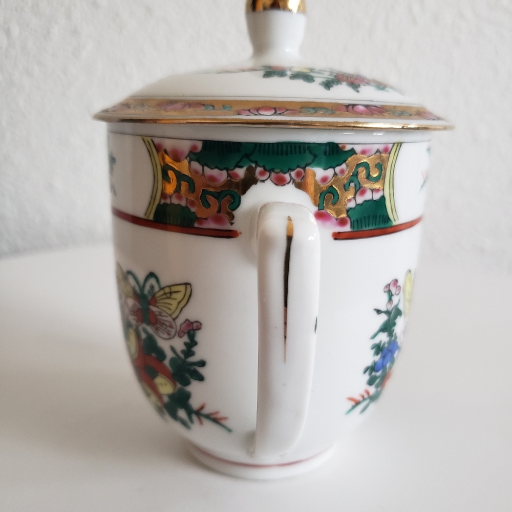 V#intage Handpainted Porcelain Lided Tea Cup 200ml - Picture 9 of 11